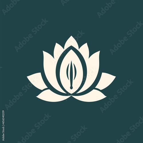 Medical spa monochrome glyph logo. Reproductive health. Lotus flower. Design element. Created with artificial intelligence. Feminine ai art for corporate branding, health clinic, medspa