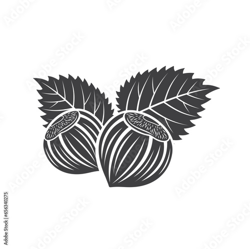 illustration of hazelnut, vector art.