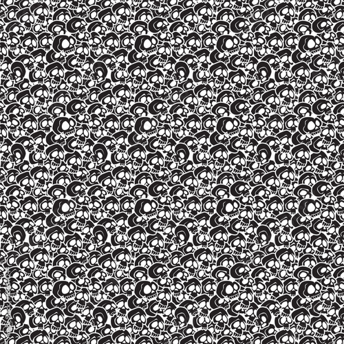 Seamless background with vector black skulls. Seamless pattern for Halloween. Vector illustration.