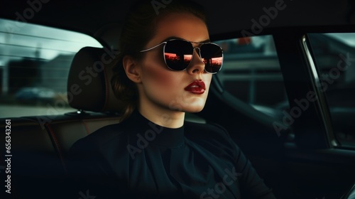 Young beautiful woman in a car.