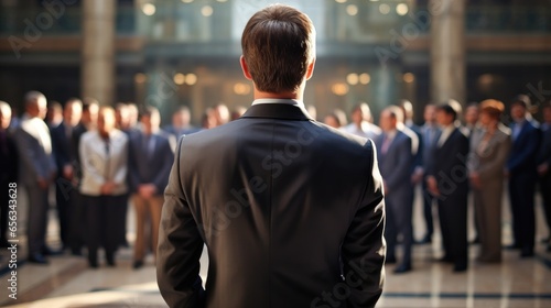 Back view of a businessman ...