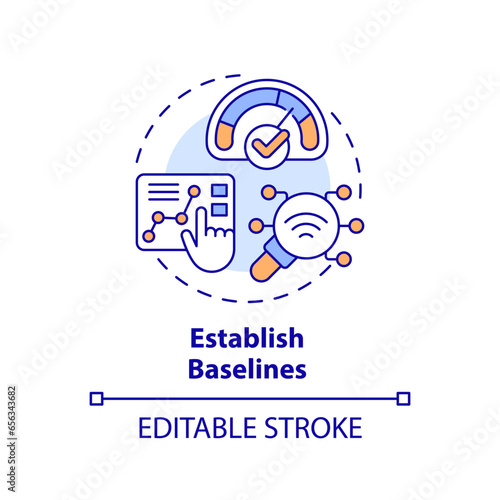2D editable multicolor icon establish baselines concept, simple isolated vector, predictive maintenance thin line illustration.