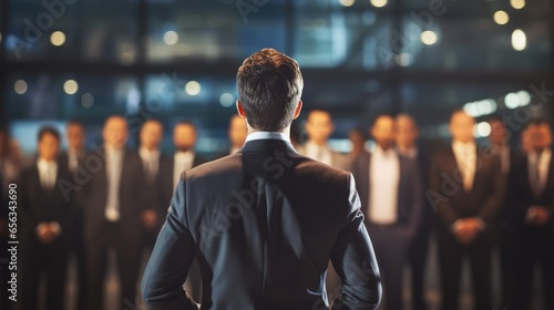Back view of a businessman ...