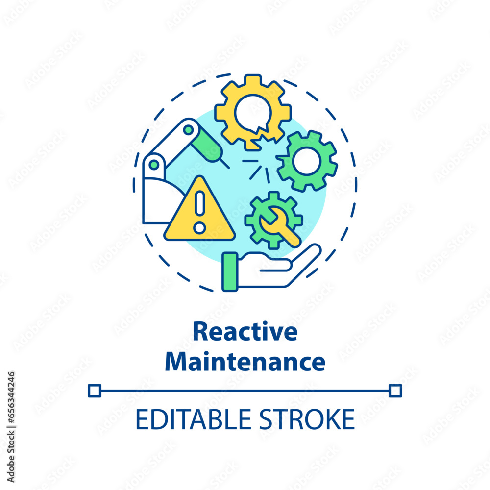 2D editable multicolor icon reactive maintenance concept, simple isolated vector, predictive maintenance thin line illustration. 2D editable multicolor icon reactive maintenance concept, simple isolated vector, predictive maintenance thin line illustration.