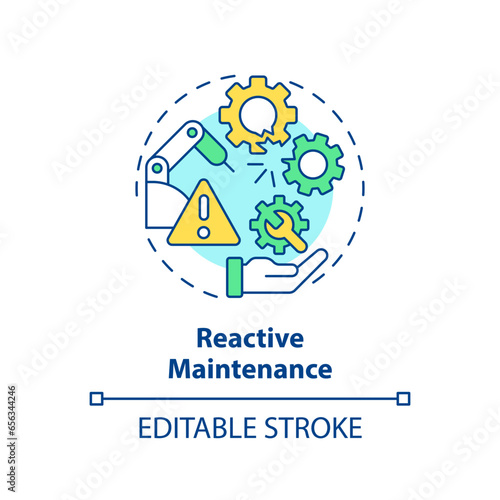 2D editable multicolor icon reactive maintenance concept, simple isolated vector, predictive maintenance thin line illustration. © bsd studio