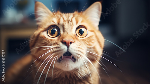emotion fear, portrait of a cat with big eyes, emotional look of an animal © kichigin19