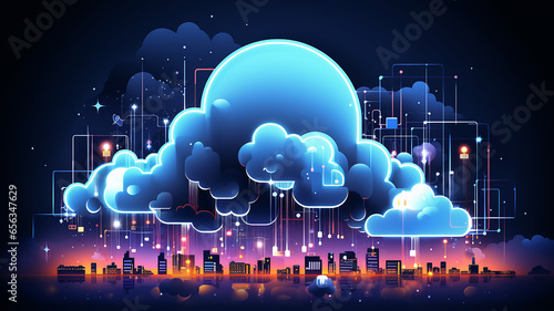 the concept of cloud data storage, new cloud technologies, abstract cyber internet