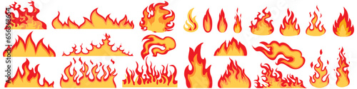 Fire icon vector set. Flame illustration sign collection. Burn symbol. Hot logo.