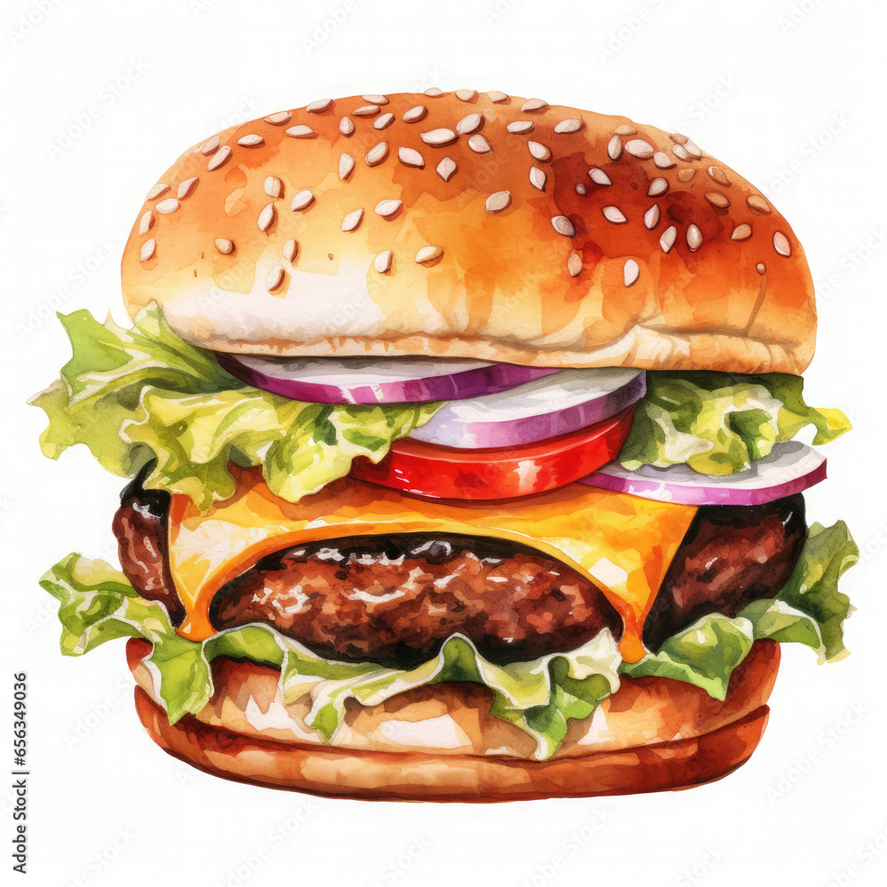 Burger Illustration, Generative Ai Burger Illustration, Generative Ai