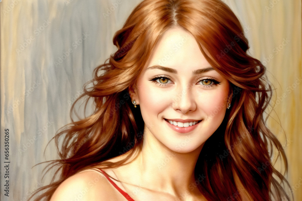 Naklejka premium portrait of a beautiful girl posing on an abstract painted colored background
