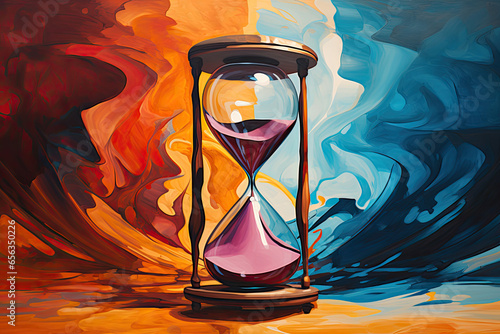 Wallpaper Mural Colourful and Vibrant Hourglass, Passing of Time, Urgent, Urgency, Surreal Conceptual Illustration Torontodigital.ca