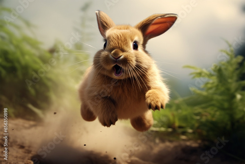cute bunny jumping photo