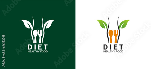 Natural food diet logo vector illustration design for beautiful woman's body