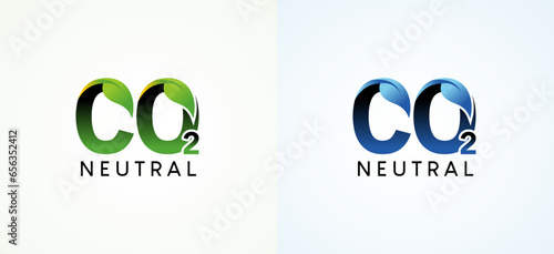 Natural green neutral co2 symbol logo design with two different colors