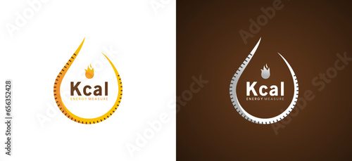Kcal symbol logo for fat burning design food product symbol with measuring tape