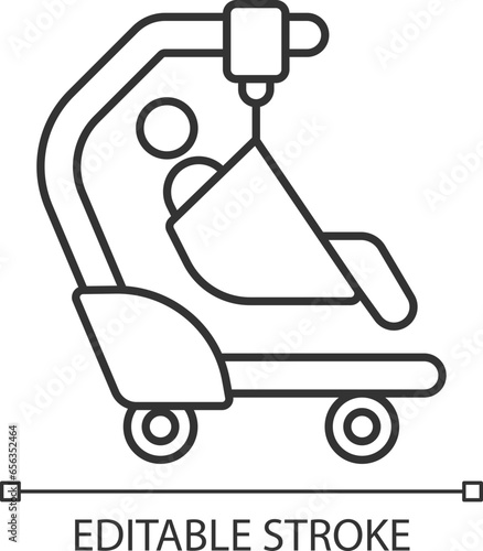 2D pixel perfect editable black patient sling icon, isolated vector, thin line illustration representing medical care equipment.