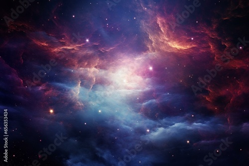 Abstract depiction of outer space with a beautiful infinite galaxy nebula background. Generative AI