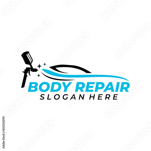 logo auto body repair and paint jobs vector design automotive quick repair template Auto body paint shop