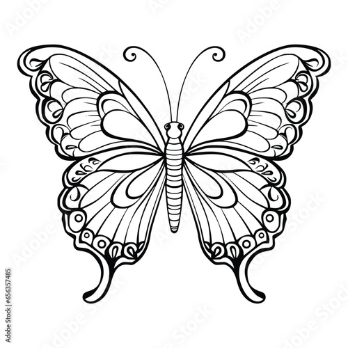Butterflies With Flowers Coloring Page Drawing For Kids