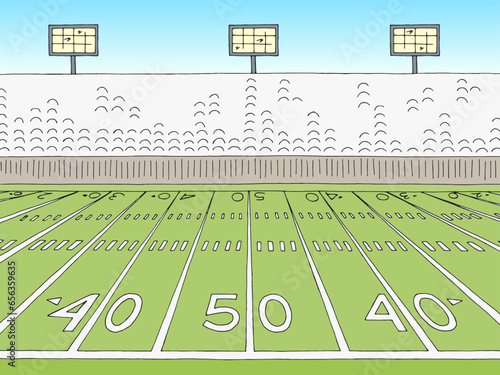 Stadium American football sport graphic color sketch illustration vector