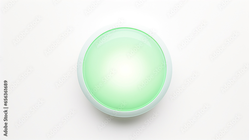green light fluorescent button isolated on the background of computer graphics website design