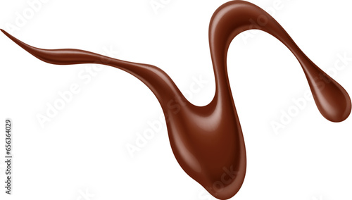 Chocolate sauce syrup drop, splash, stain and swirl. Isolated realistic 3d vector luscious drizzle of rich velvety choco dessert, indulgent delight, enticing taste buds with its sweet, decadent allure