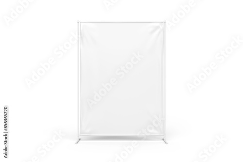 Vertical Backdrop Wall Advertising Stand-up Banner Mockup Blank Empty Image Isolated on White Background 3D Illustration