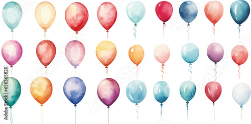 Set of watercolor balloons on a white background.