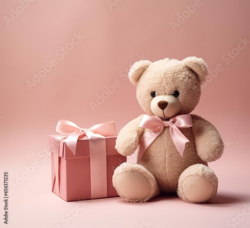 Soft teddy bear with gift box © cherezoff