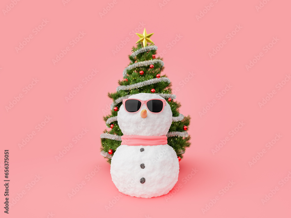 snowman in front of a christmas tree snowman in front of a christmas tree