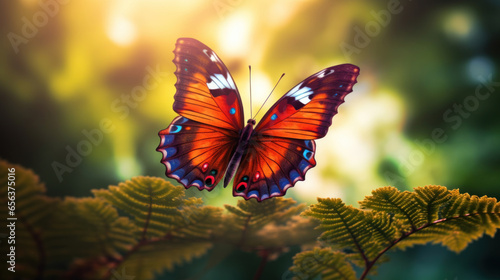 A beautiful close-up of a butterfly sitting on a flower