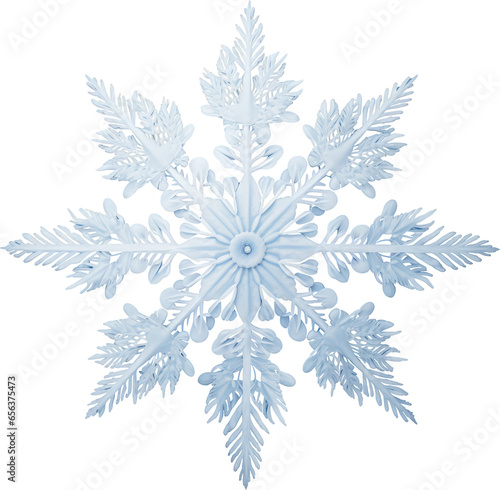 Beautiful snowflake on transparent background, png