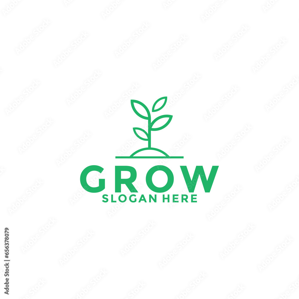 Fototapeta premium Green Seed logo type vector, Grow logo design template