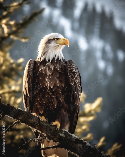 Bald Eagle perched on a tree branch