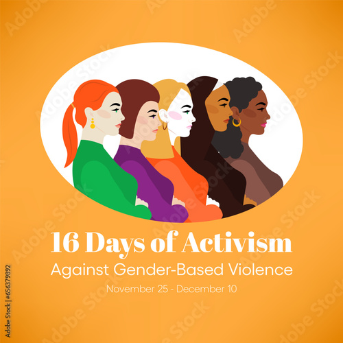 16 Days of Activism against gender based violence is observed every year from November 25 to December 10 all across the world. Vector illustration