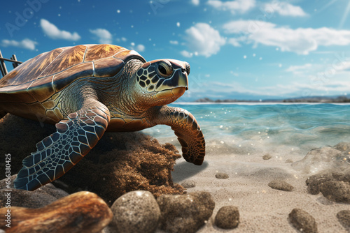 cute turtle on the beach
