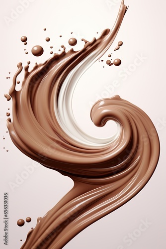 Liquid chocolate splash. Generative Ai illustration