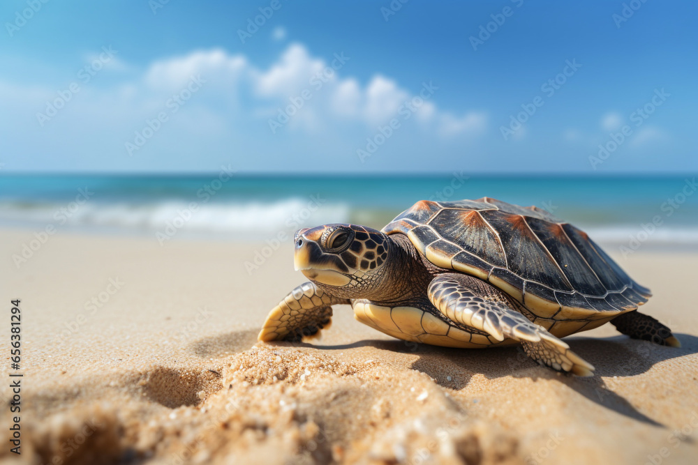 cute turtle on the beach