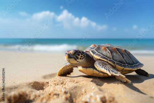 cute turtle on the beach © Salawati