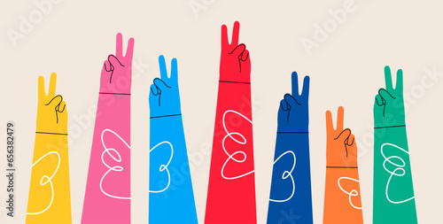 Fototapet Hands showing a peace sign