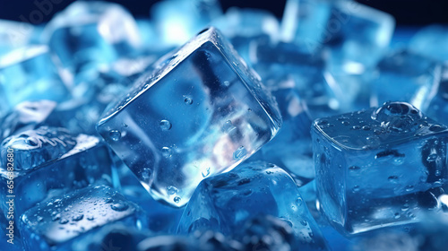 ice cubes in glass. Generative AI © Levon
