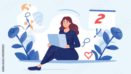 Female character having questions. Frequently asked questions concept flat illustration vector template, FAQ concept for landing page, mobile app, web banner, infographics