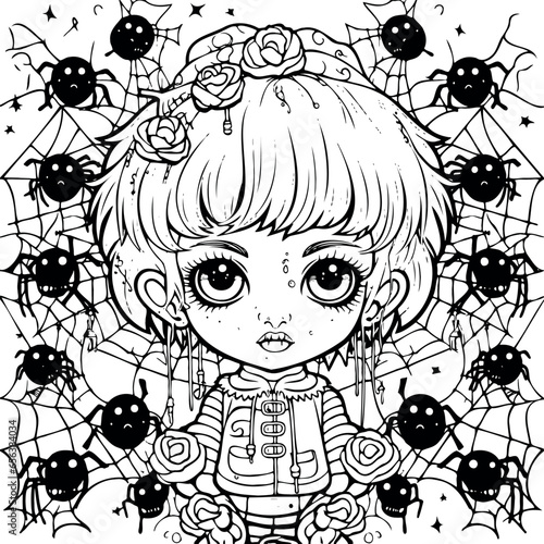 Terrified child confronts arachnid fear, surrounded by spiders on a transparent background. Generative AI 