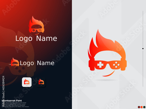 Pro gamer logo design. Gaming controller. Premium game.Cool gamer. Sports.Human. Face. Colorful design. Headphone. Sunglass. Controller vector
