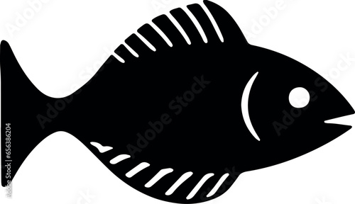 Black fish silhouette swimming gracefully in a transparent background. Generative AI 