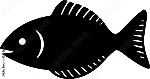 A clean and elegant fish silhouette swimming gracefully on a transparent background. Generative AI 