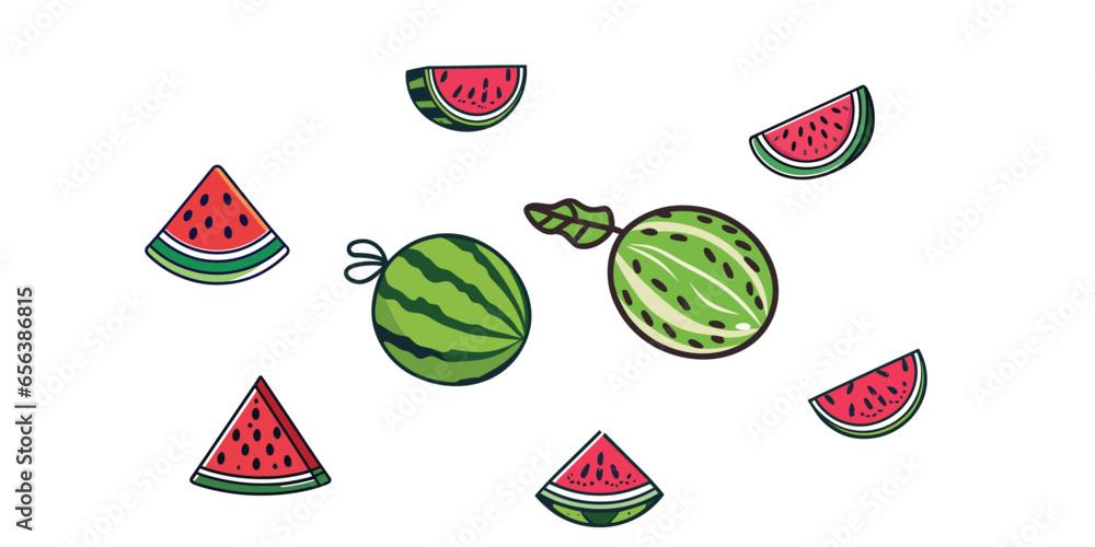 illustration of a set of watermelon