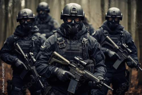 special forces squad with tactical gear
