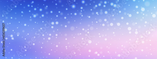 Winter snowy pastel wallpaper. Pink soft pastel gradient background with snowflakes. Cold and vivid vector illustration