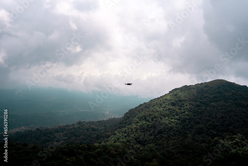 A drone flying over a beautiful hill, Shot on 02.12.2020, Kodagu, Karnataka, India
